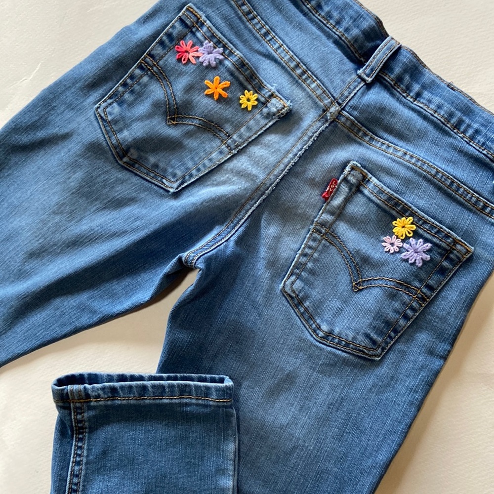 Levi’s Custom Floral hand embroidered Girl Size 10 Regular 511 Performance Slim